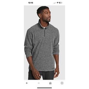 Eddie Bauer Gray Pullover Sweater‎ Men 2XL Polyester quarter Zip Radiator Fleece